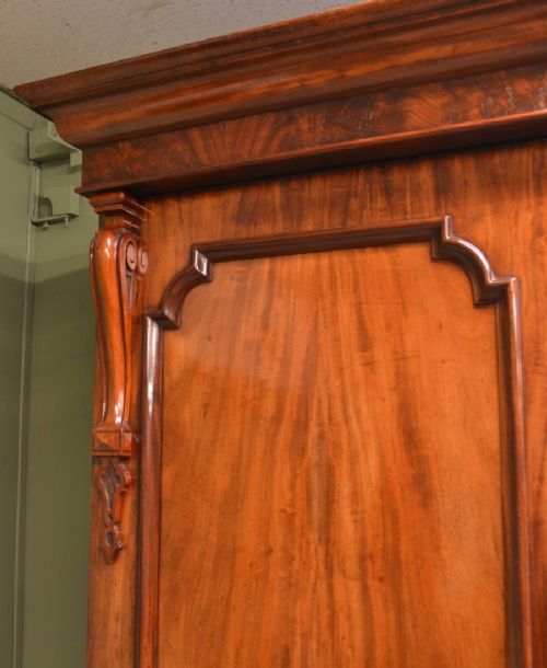 fig 2. Spectacular Quality Figured Mahogany Early Victorian Antique Triple Wardrobe