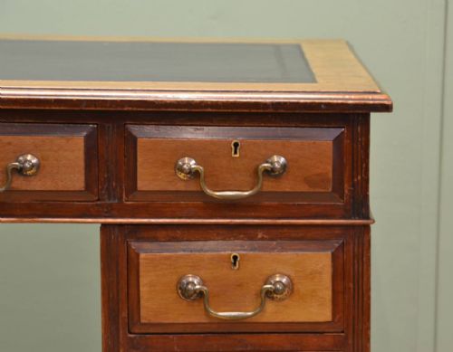 fig 2. Small Walnut And Birch Antique Victorian Pedestal Desk