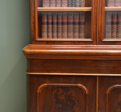 fig 2. Spectacular Figured Mahogany Large Victorian Antique Bookcase