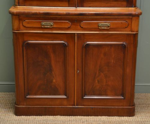 fig 1. Victorian Mellow Mahogany Antique Bookcase On Cupboard