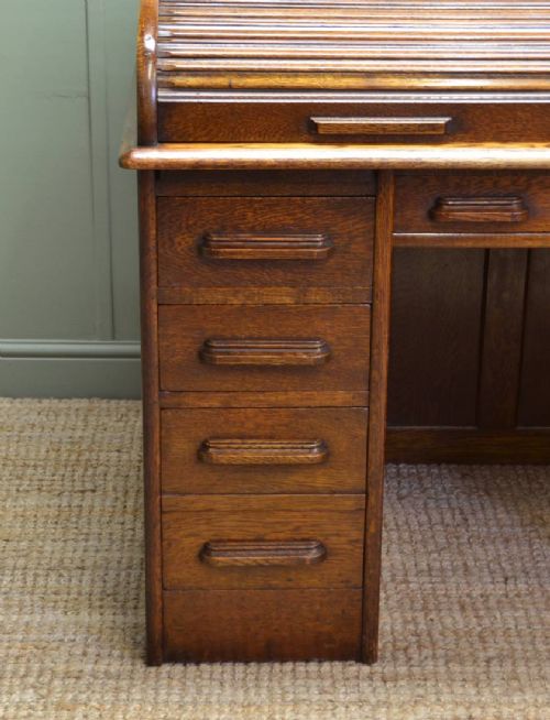 fig 1. Edwardian Oak Antique Roll Top Desk