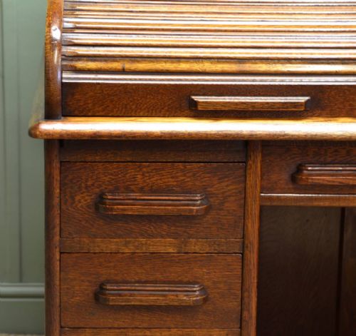 fig 2. Edwardian Oak Antique Roll Top Desk