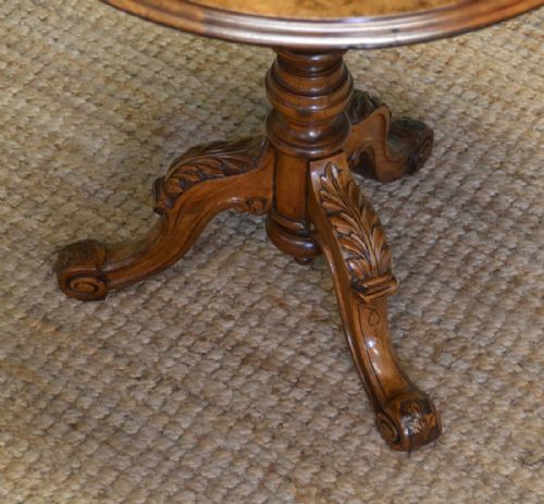 fig 1. Spectacular Burr Walnut Victorian Antique Low Occasional Table