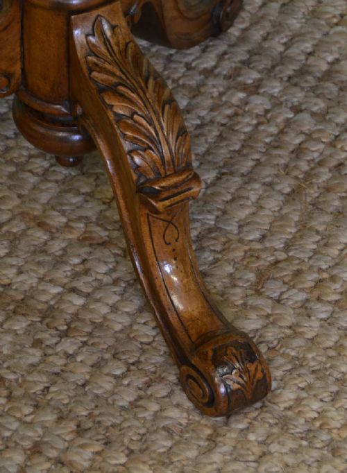 fig 2. Spectacular Burr Walnut Victorian Antique Low Occasional Table