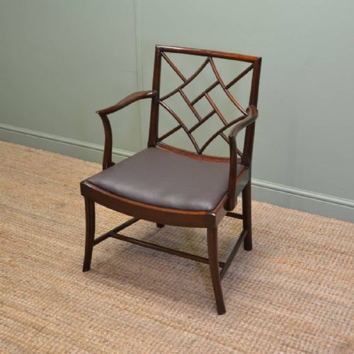 Fine Quality Edwardian Solid Mahogany Cockpen Antique Desk Chair
