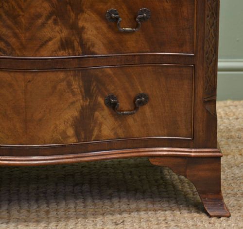 fig 2. Elegant Small Serpentine Figured Mellow Mahogany Antique Chest Of Drawers