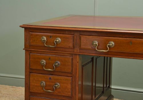 fig 2. Large Edwardian Walnut Antique Pedestal Desk 