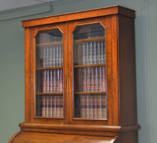 fig 2. Unusual Victorian Cylindrical Front Antique Mahogany Bookcase