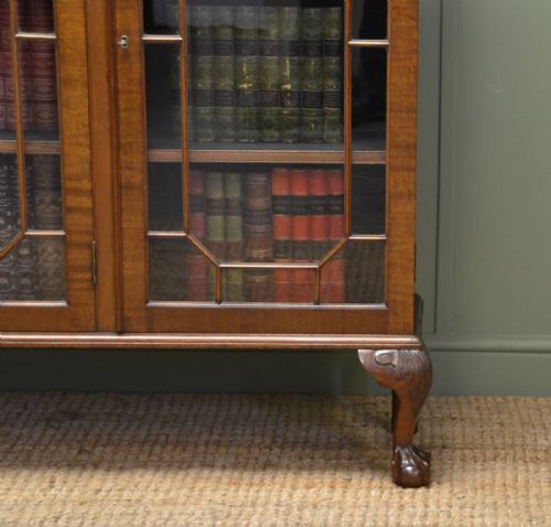 fig 1. Edwardian Walnut Chippendale Design Antique Bookcase