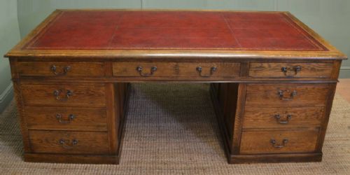 Huge Oak Antique Office Pedestal Desk