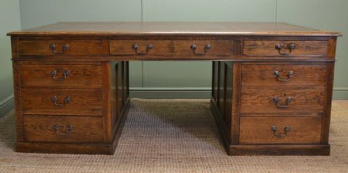 fig 2. Huge Oak Antique Office Pedestal Desk