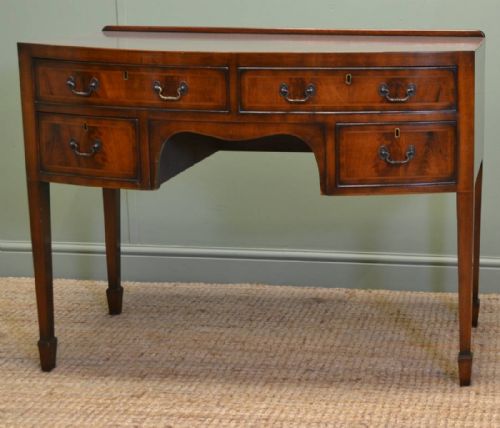 fig 1. Beautiful Inlaid Edwardian Mahogany Bow Fronted Antique Writing Table