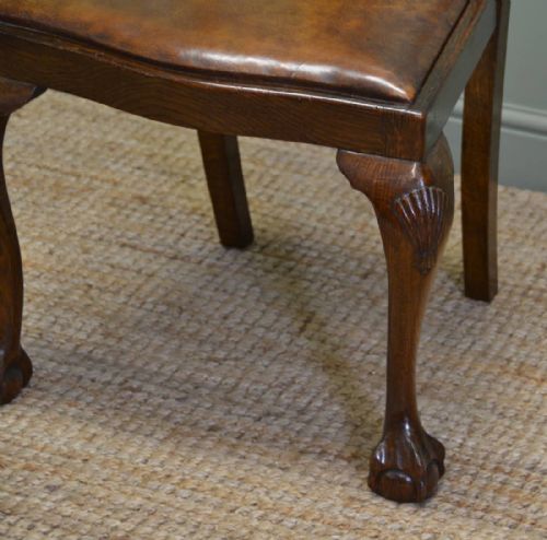 fig 2. Set Of Six Chippendale Design Edwardian Oak Dining Chairs