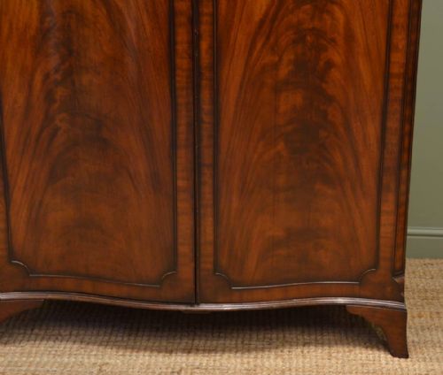 fig 2. Figured Mahogany Serpentine Shaped Edwardian Antique Double Wardrobe