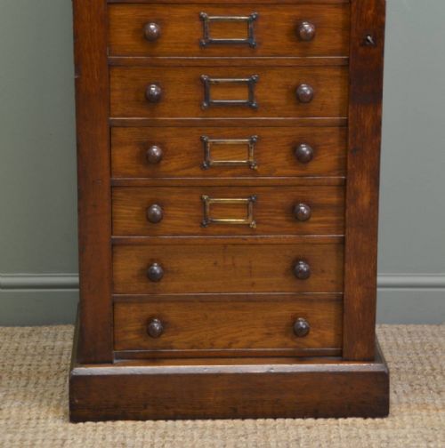 fig 1. Quality Victorian Tall Oak Antique Wellington Chest