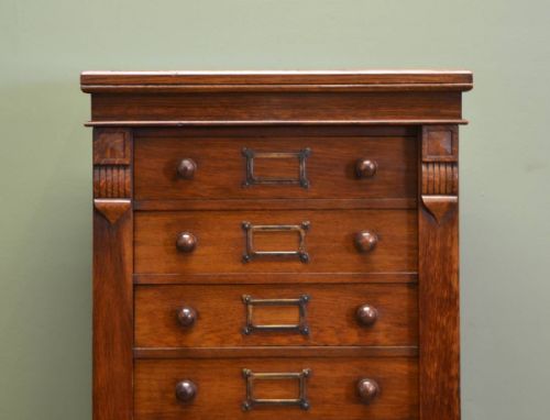 fig 2. Quality Victorian Tall Oak Antique Wellington Chest