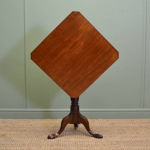 Diamond Topped Georgian Mahogany Antique Tripod Occasional Table