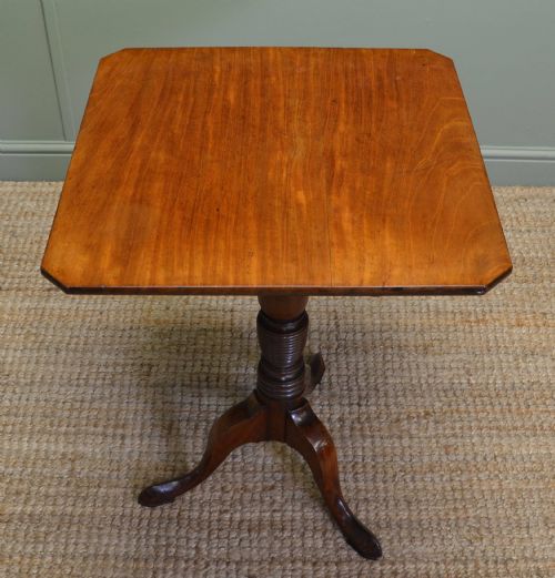 fig 1. Diamond Topped Georgian Mahogany Antique Tripod Occasional Table