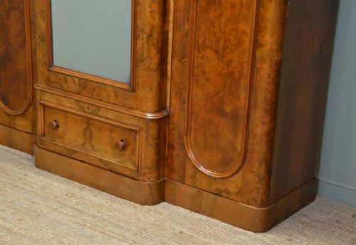 fig 1. Spectacular Quality Figured Burr Walnut Antique Triple Wardrobe