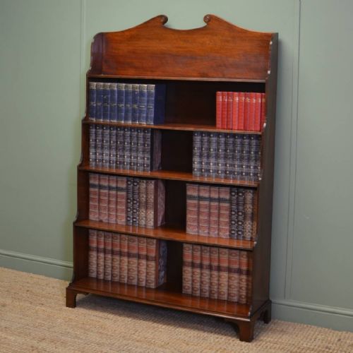 Unusual Edwardian Mahogany Waterfall Antique Open Bookcase