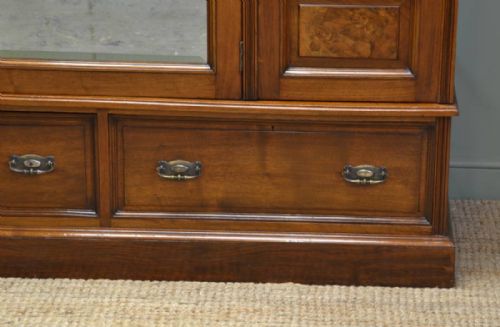 fig 1. Magnificent Quality Burr Walnut Edwardian Antique Triple Wardrobe
