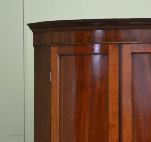fig 2. Elegant Bow Fronted Georgian Figured Mahogany Antique Wall Hanging Corner Cupboard