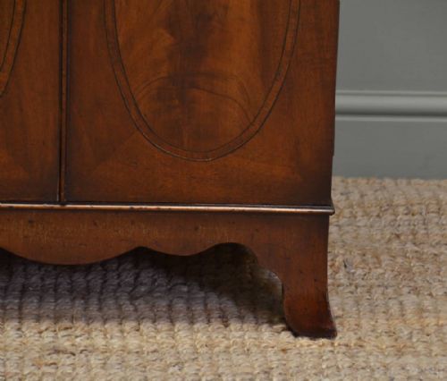 fig 2. Unusual Slim Edwardian Inlaid Mahogany Antique Bookcase On Cupboard