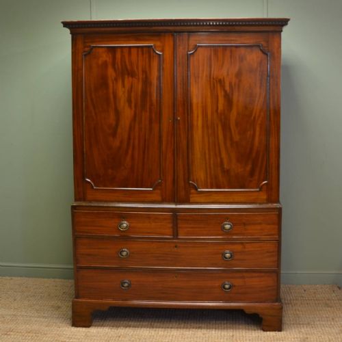 Fine Regency Mahogany Antique Linen Press