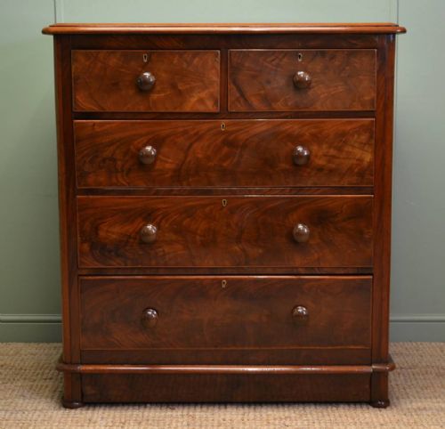 Rich Figured Walnut Antique Victorian Chest of Drawers