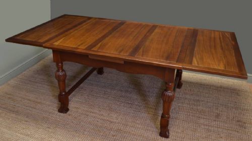 Quality Antique Edwardian Solid Walnut Extending Dining Table
