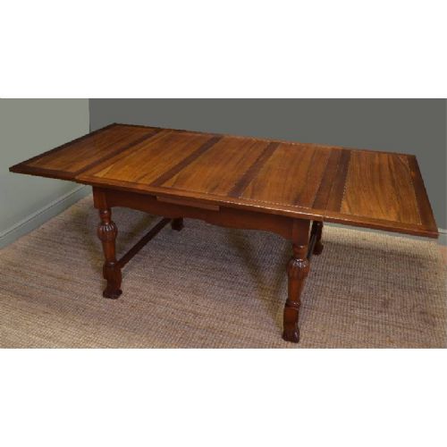 fig 1. Quality Antique Edwardian Solid Walnut Extending Dining Table