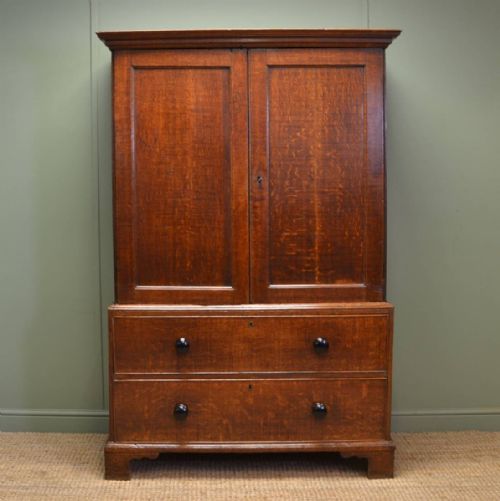 Charming Georgian Country Oak Antique Linen Press