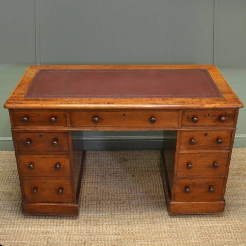 Victorian Antique Mahogany Twin Pedestal Desk