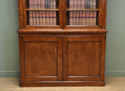 fig 1. Quality Mahogany Victorian Slim Glazed Antique Bookcase On Cupboard