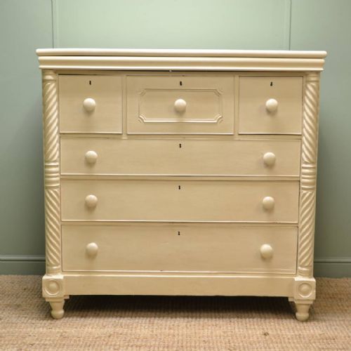 Characterful  Victorian Large Painted Antique Chest of Drawers