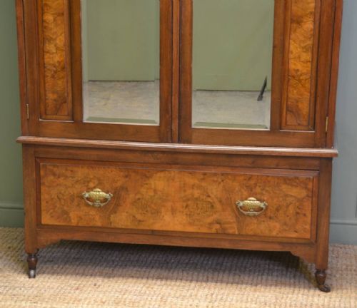 fig 1. Beautifully Figured Late Victorian Walnut Double Wardrobe
