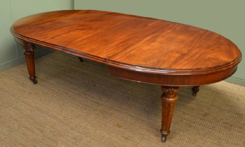 Spectacular Large Figured Mahogany Victorian Antique Dining Table.