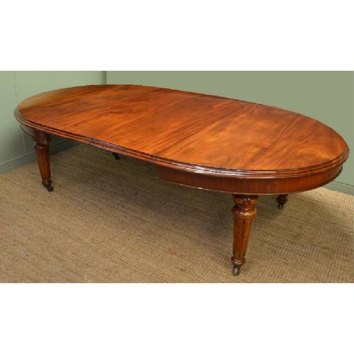 fig 1. Spectacular Large Figured Mahogany Victorian Antique Dining Table.