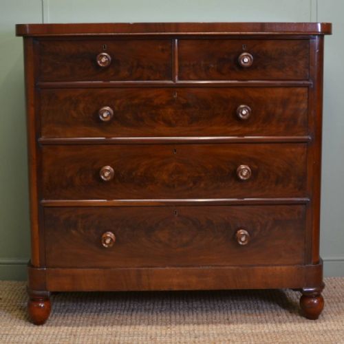 Beautifully Figured Mahogany Victorian Antique Chest of Drawers
