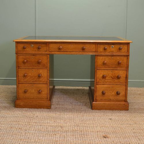 Spectacular Golden Oak Victorian Antique Pedestal Desk