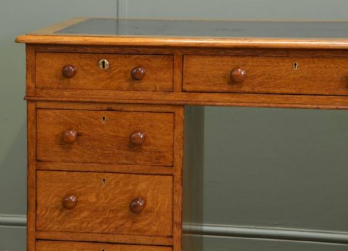 fig 2. Spectacular Golden Oak Victorian Antique Pedestal Desk