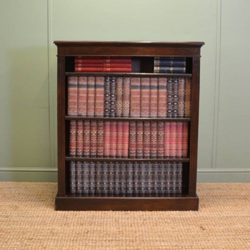 Small Oak Edwardian Antique Open Bookcase