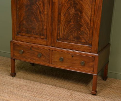 fig 1. Figured Mahogany Georgian Antique Double Wardrobe