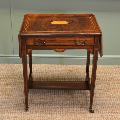 Unusual Victorian Figured Rosewood Antique Sofa Table