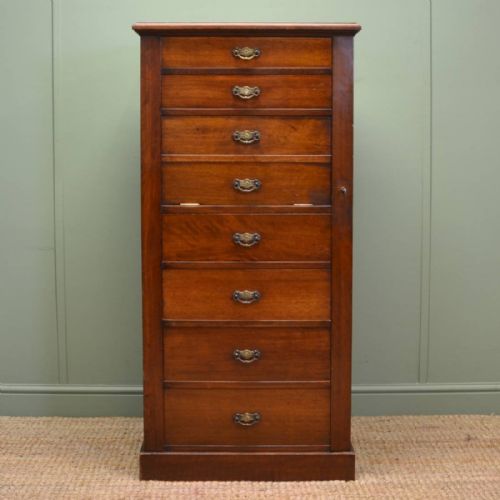 Country Victorian Walnut Antique Secretaire Wellington Chest