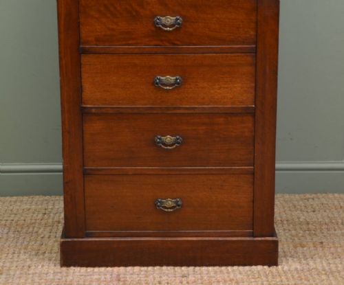 fig 1. Country Victorian Walnut Antique Secretaire Wellington Chest