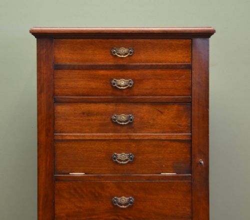fig 2. Country Victorian Walnut Antique Secretaire Wellington Chest