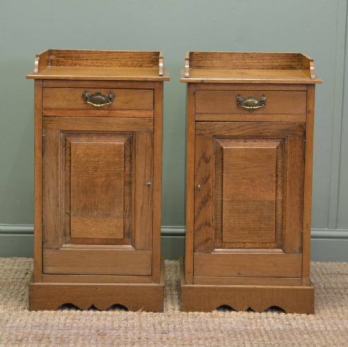 Pair of Antique  Edwardian Oak Bedside Tables