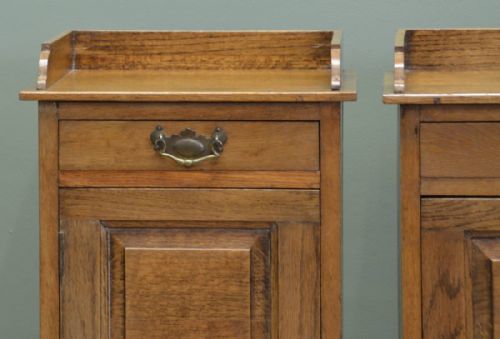 fig 1. Pair Of Antique  Edwardian Oak Bedside Tables