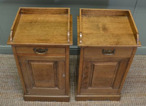 fig 2. Pair Of Antique  Edwardian Oak Bedside Tables
